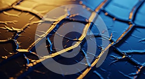 Close-up macro of cracked surface with dramatic lighting and abstract pattern