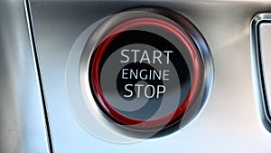 Extreme close-up of a sport car engine start and stop button