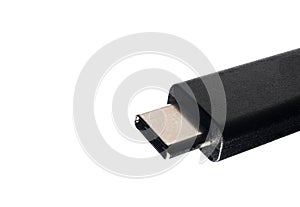 extreme closeup black usbc standarized cellphone plug