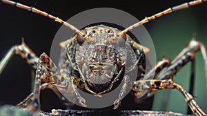 An extreme closeup of a bugs segmented body its distorted form a stark contrast to the lifeless surroundings