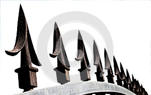 Extreme Closeup of Decorative Security Gate Spikes