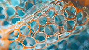 Extreme closeup of a nematodes skin showcasing a dense network of microscopic pores that allow for gas exchange and