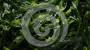 Extreme Closeup of Seaweed Salad Bowl AI Generated