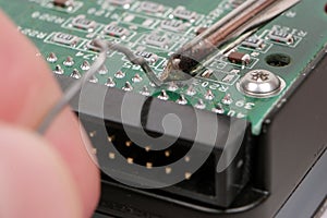 Extreme Closeup of Soldering a Harddrive