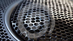 An extreme closeup of the speaker grill which amplifies the sound waves to effectively deter pests photo
