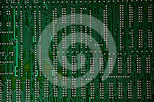 Extreme detailed view of printed circuit board and components