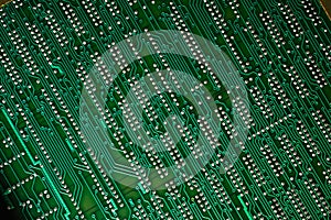 Extreme detailed view of printed circuit board and components