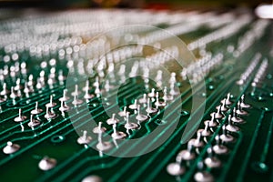 Extreme detailed view of printed circuit board and components