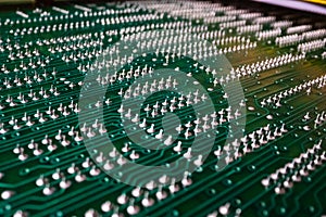 Extreme detailed view of printed circuit board and components