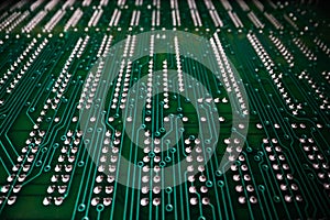 Extreme detailed view of printed circuit board and components