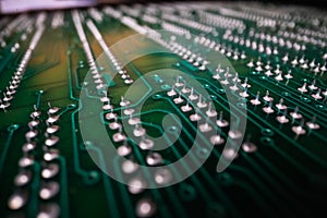 Extreme detailed view of printed circuit board and components