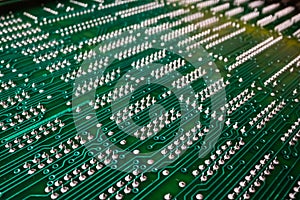 Extreme detailed view of printed circuit board and components