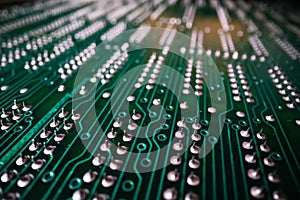 Extreme detailed view of printed circuit board and components