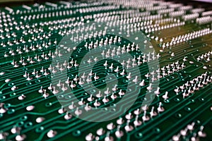 Extreme detailed view of printed circuit board and components