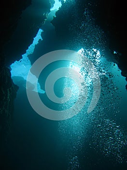 Extreme diving in abyss photo