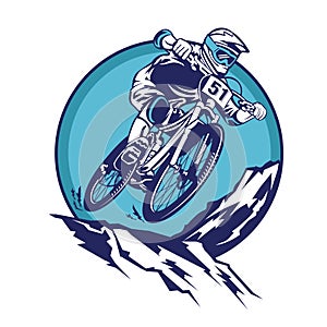 Extreme Downhill mountain bike sport vector illustration design