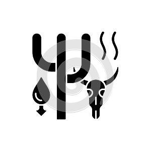 Extreme drought causing animals extinction black glyph icon