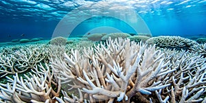 Extreme example of coral bleaching due to climate issues Generative By AI