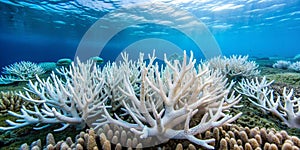 Extreme example of coral bleaching due to climate issues Generative By AI
