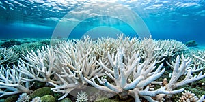 Extreme example of coral bleaching due to climate issues generative by AI