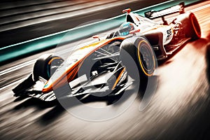 Extreme fast racing on Formula 1 track for championship by car motorsport, generative ai