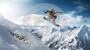 Extreme High Flying Big Air Snowboarder Jump Sports