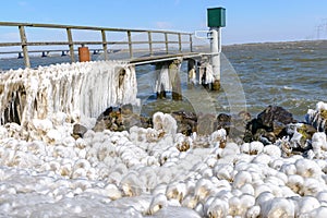 Extreme Ice Storm at the coats of a dutch lake, Netherlands