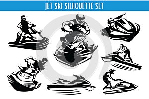 Extreme Jet Ski Silhouette Set