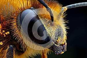 Extreme Macro of a Bee\'s Eye and Fuzzy Face