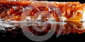 Extreme macro close up photo of ice - cream slice, wet, translucence, backlit. AI Generative photo
