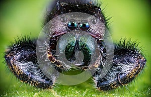 Extreme macro photo of a jumping spider