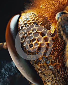 Extreme macro shot of bee compound eye texture photo