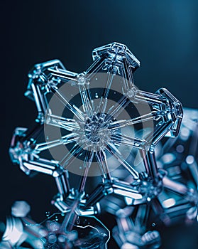 Extreme macro shot of snowflake ice crystal texture