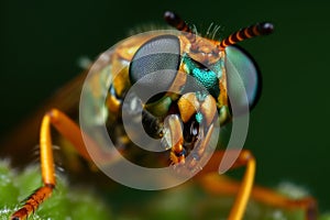 Extreme macro, very sharp and detailed insect closeup, AI Generated