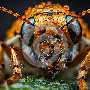 Extreme macro, very sharp and detailed insect closeup, AI Generated