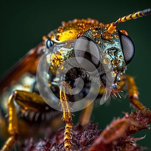 Extreme macro, very sharp and detailed insect closeup, AI Generated