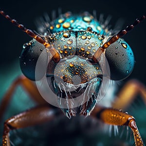 Extreme macro, very sharp and detailed insect closeup, AI Generated