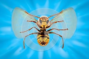 Extreme magnification - Giant Wasp in flight atacking photo