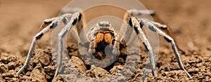 Extreme magnification - Wolf Spider, full body shot, high resolution