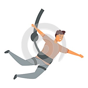 Extreme man fall icon cartoon vector. Cord flying jumper