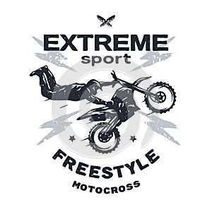Extreme motocross. Emblem, t-shirt design.