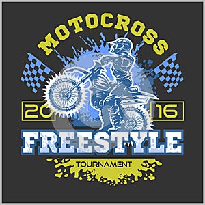 Extreme motocross. Emblem, t-shirt design.