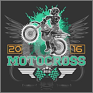 Extreme motocross. Emblem, t-shirt design.