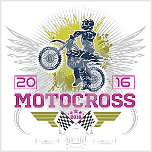 Extreme motocross. Emblem, t-shirt design.