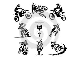 Extreme motorbike vector set photo
