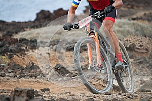 Extreme mountain bike sport athlete man riding outdoors