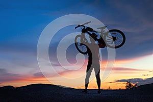 Extreme mountain bike sport athlete man riding outdoors lifestyle trail