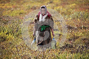 The extreme north, Yamal, the past of Nenets people, the dwelling of the peoples of the north, Women of Nenets nationality stay