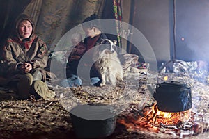 The extreme north, Yamal, the pasture of Nenets people, the dwelling of the peoples of the north, the yurt