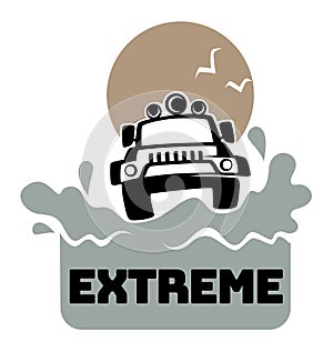 Extreme off road adventure, jeep and splashes